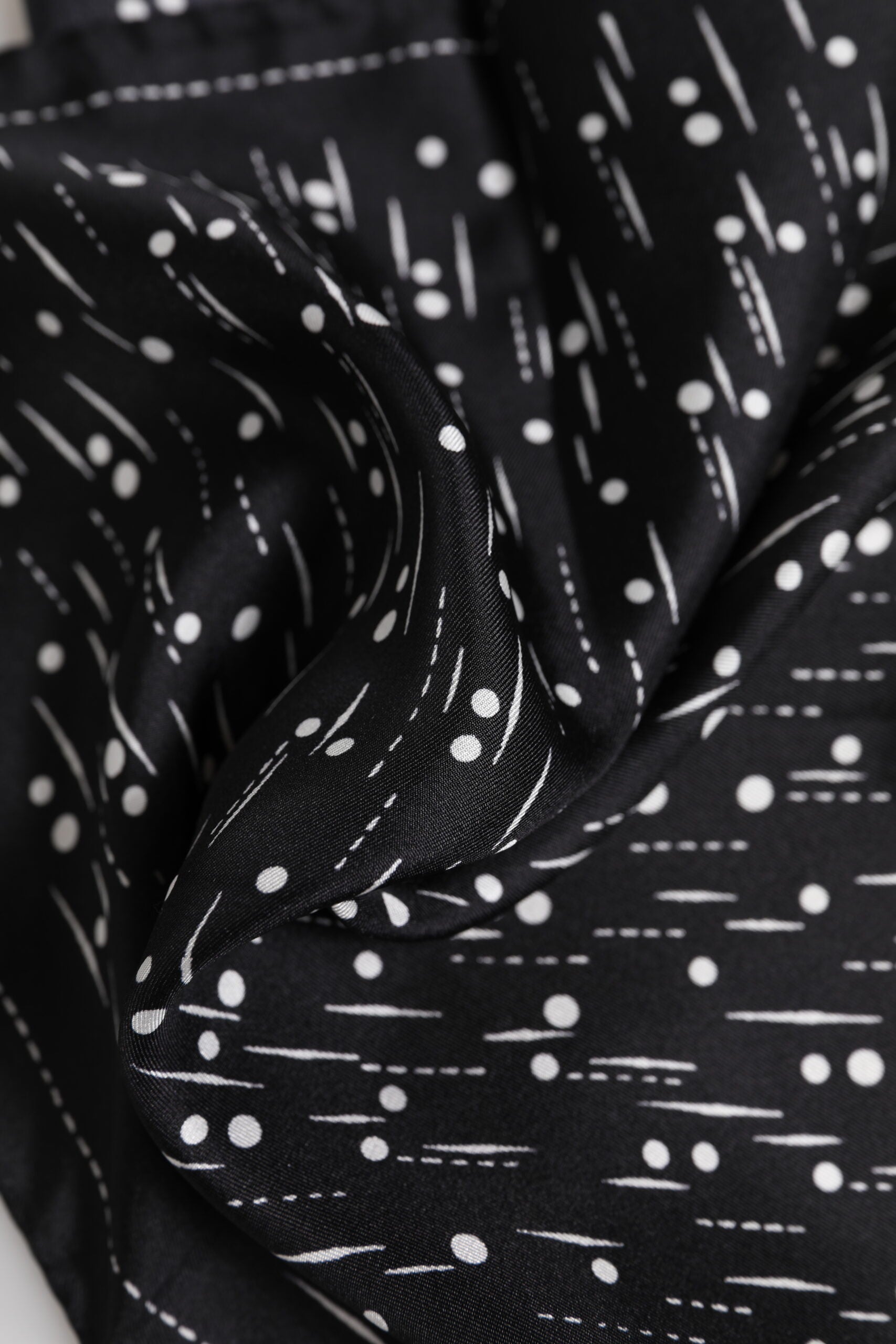 Black White Printed Square Men Foulard Scarf-Dolce & Gabbana-LabelTerrace.com