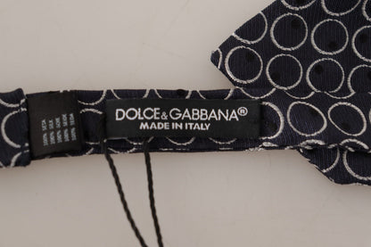 Black White Round 100% Silk Neck Papillon Tie