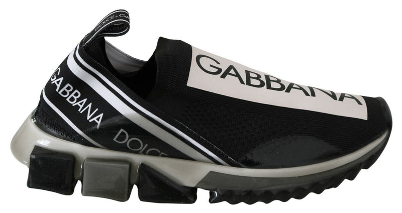 Black White SORRENTO Sport Stretch Sneakers-Dolce & Gabbana-LabelTerrace.com