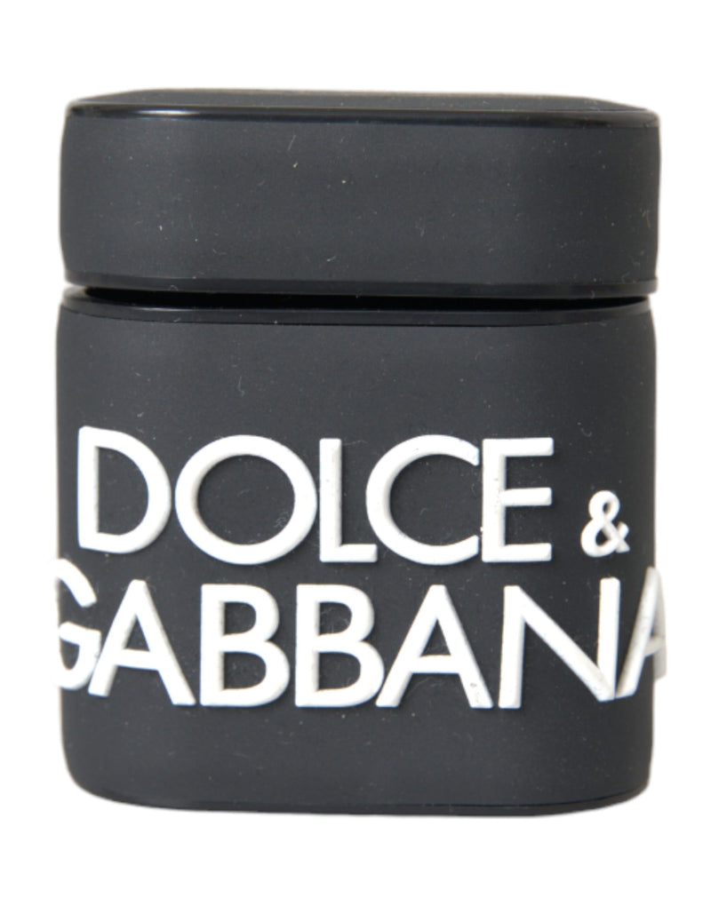 Black White Silicone Embossed Logo Airpods Case-Dolce & Gabbana-LabelTerrace.com