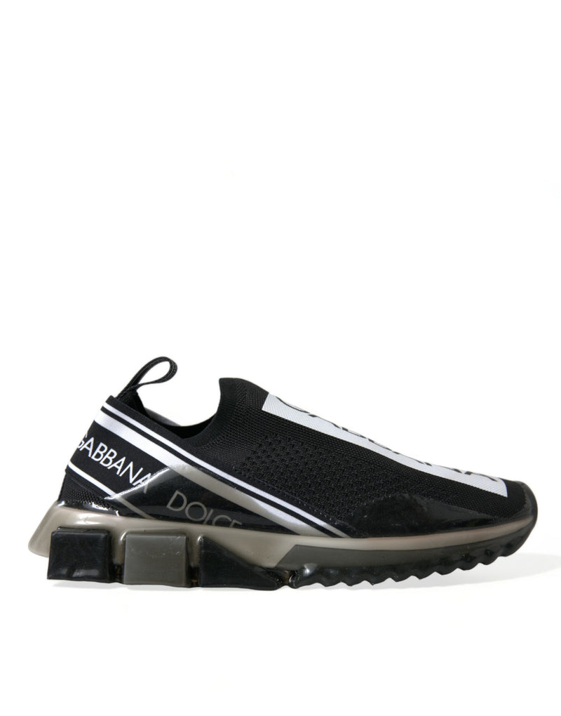 Black White Slip On Sneakers Sorrento Shoes-Dolce & Gabbana-LabelTerrace.com