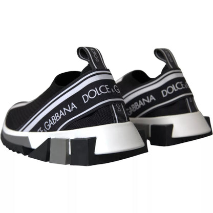 Black White Slip On Sorrento Sneakers Shoes-Dolce & Gabbana-LabelTerrace.com