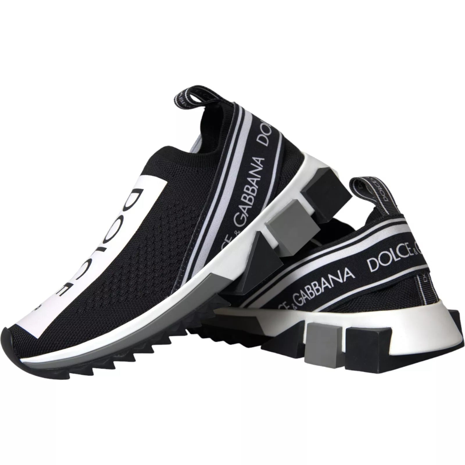 Black White Slip On Sorrento Sneakers Shoes-Dolce & Gabbana-LabelTerrace.com