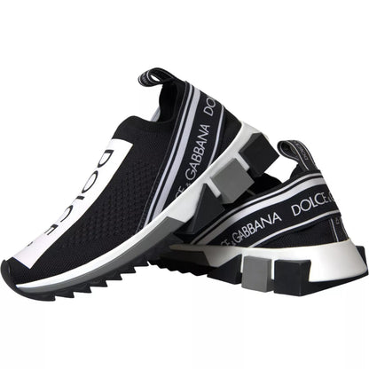 Black White Slip On Sorrento Sneakers Shoes-Dolce & Gabbana-LabelTerrace.com