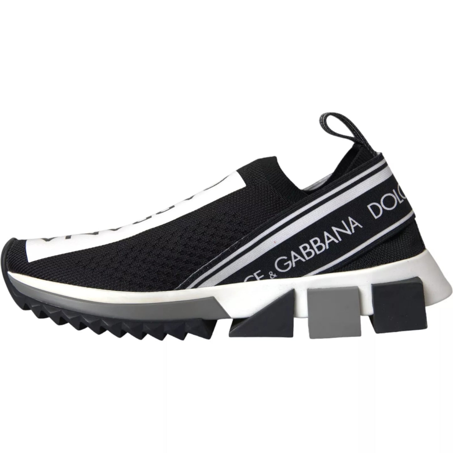 Black White Slip On Sorrento Sneakers Shoes-Dolce & Gabbana-LabelTerrace.com