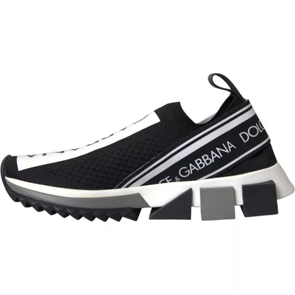 Black White Slip On Sorrento Sneakers Shoes-Dolce & Gabbana-LabelTerrace.com