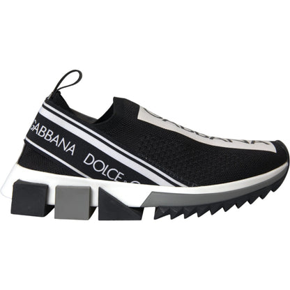 Black White Slip On Sorrento Sneakers Shoes-Dolce & Gabbana-LabelTerrace.com