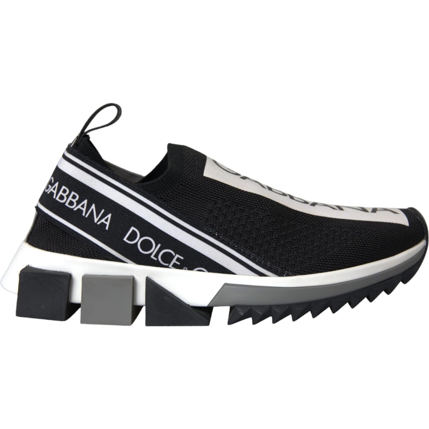 Black White Slip On Sorrento Sneakers Shoes-Dolce & Gabbana-LabelTerrace.com