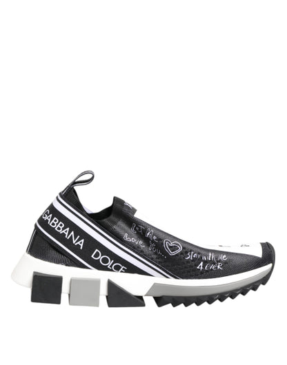 Black White Sorrento Low Top Sneakers Shoes-Dolce & Gabbana-LabelTerrace.com