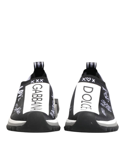 Black White Sorrento Low Top Sneakers Shoes-Dolce & Gabbana-LabelTerrace.com