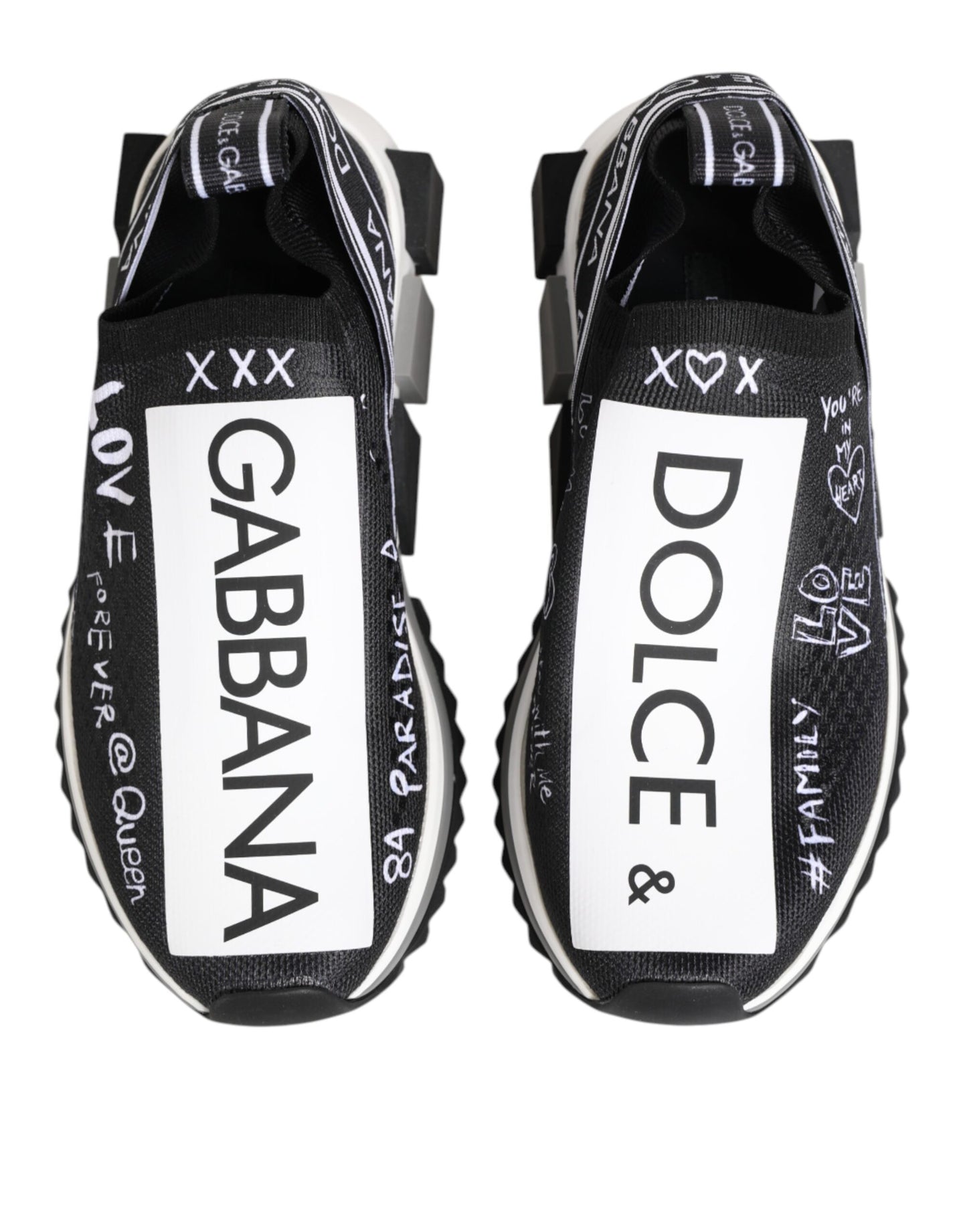 Black White Sorrento Low Top Sneakers Shoes-Dolce & Gabbana-LabelTerrace.com