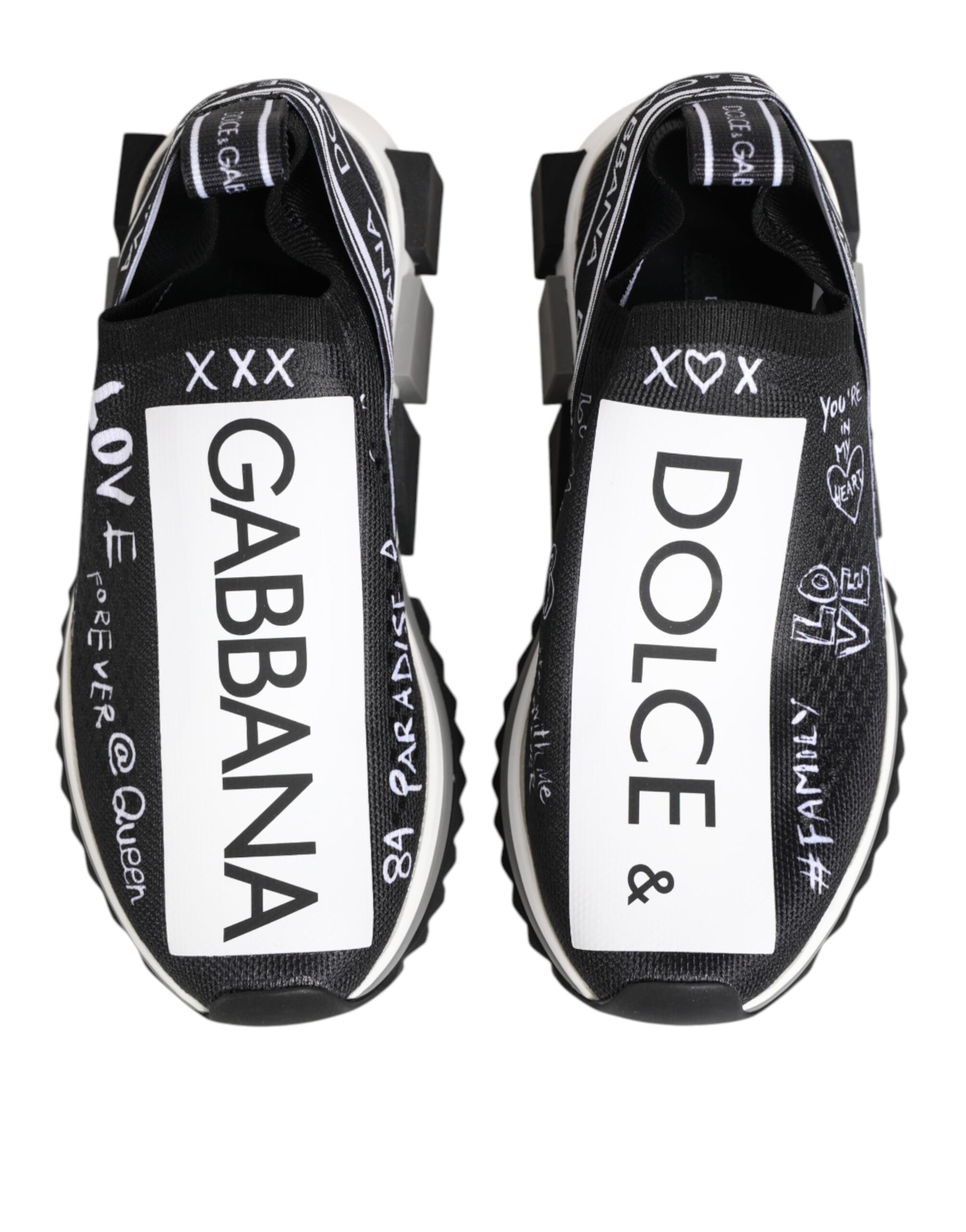 Black White Sorrento Low Top Sneakers Shoes-Dolce & Gabbana-LabelTerrace.com