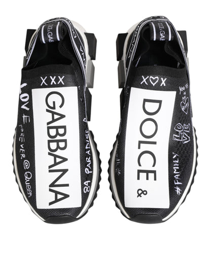 Black White Sorrento Low Top Sneakers Shoes-Dolce & Gabbana-LabelTerrace.com
