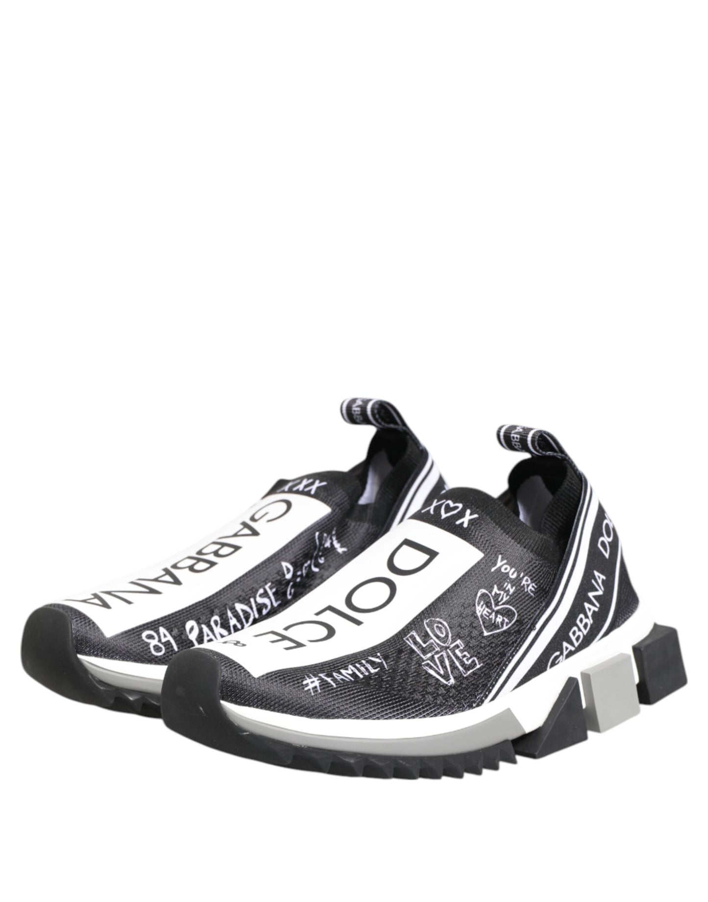 Black White Sorrento Low Top Sneakers Shoes-Dolce & Gabbana-LabelTerrace.com