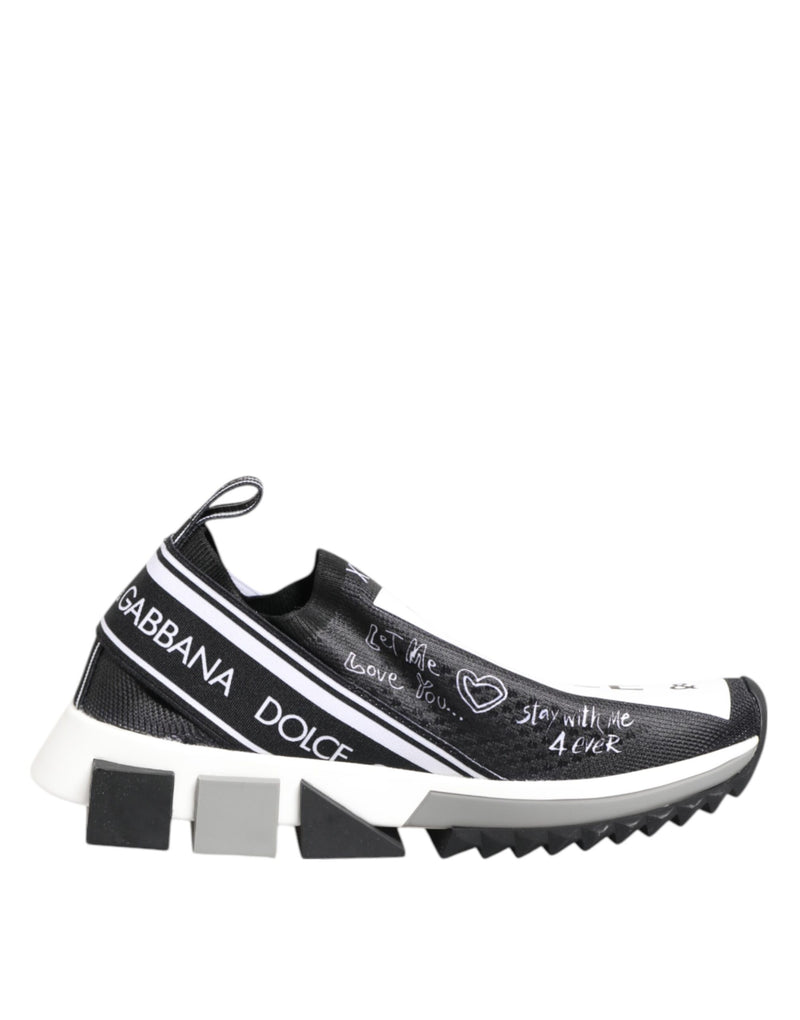 Black White Sorrento Low Top Sneakers Shoes-Dolce & Gabbana-LabelTerrace.com