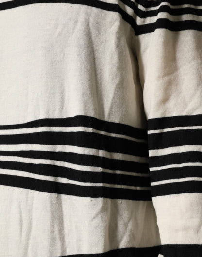 Black White Stripe CrewNeck Pullover Sweater