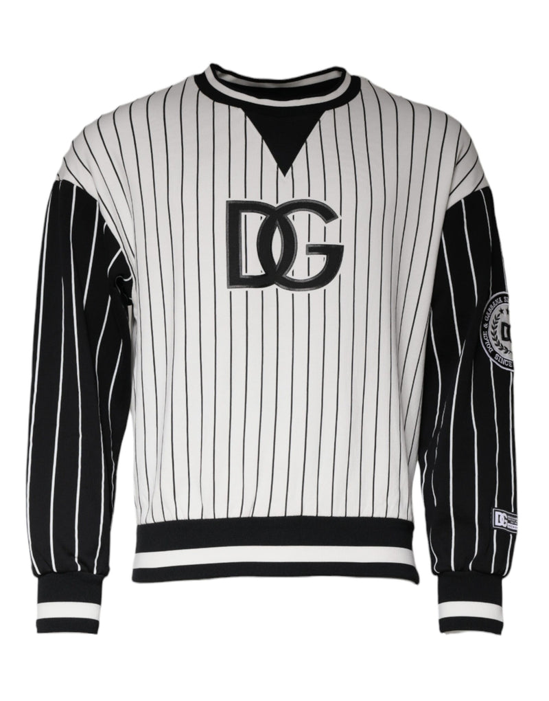 Black White Stripes Logo Sweatshirt Sweater-Dolce & Gabbana-LabelTerrace.com