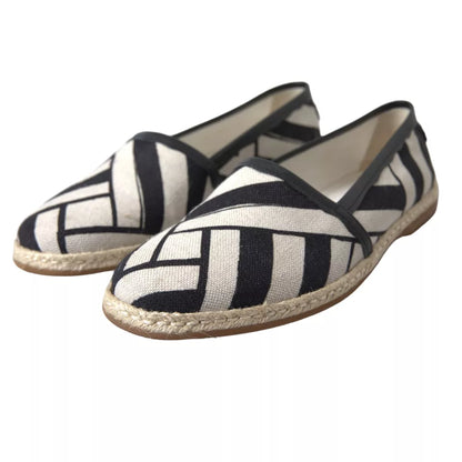 Black White Stripes Slip On Espadrille Shoes-Dolce & Gabbana-LabelTerrace.com