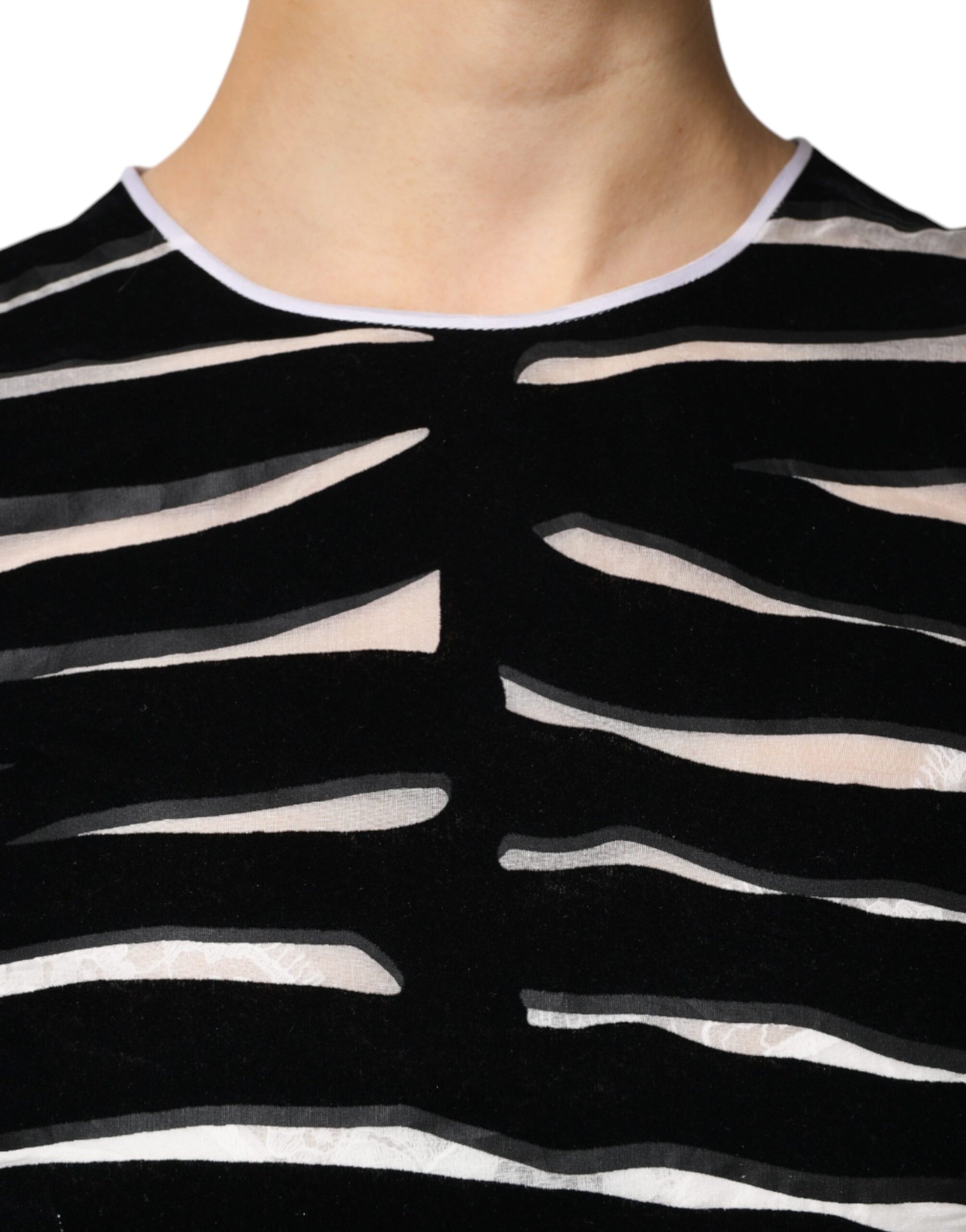 Black White Zebra A-line Sheath Mini Dress-Dolce & Gabbana-LabelTerrace.com