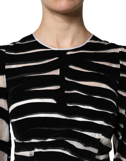 Black White Zebra A-line Sheath Mini Dress-Dolce & Gabbana-LabelTerrace.com