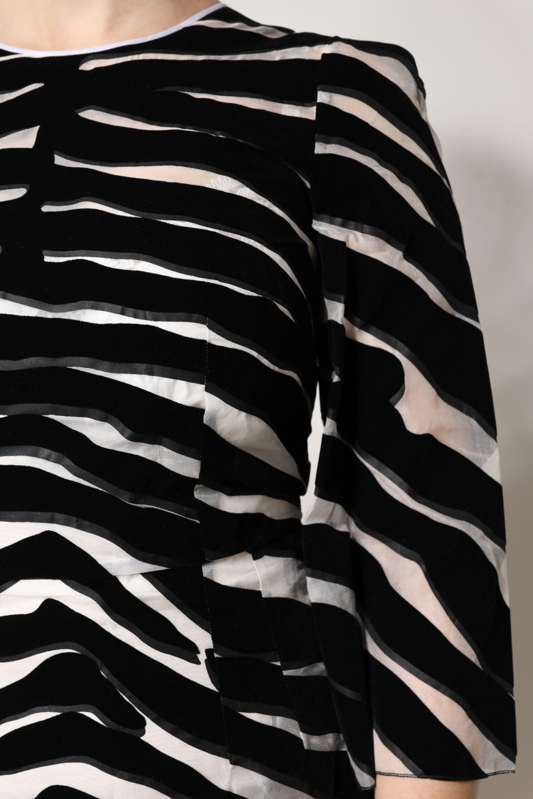 Black White Zebra A-line Sheath Mini Dress-Dolce & Gabbana-LabelTerrace.com