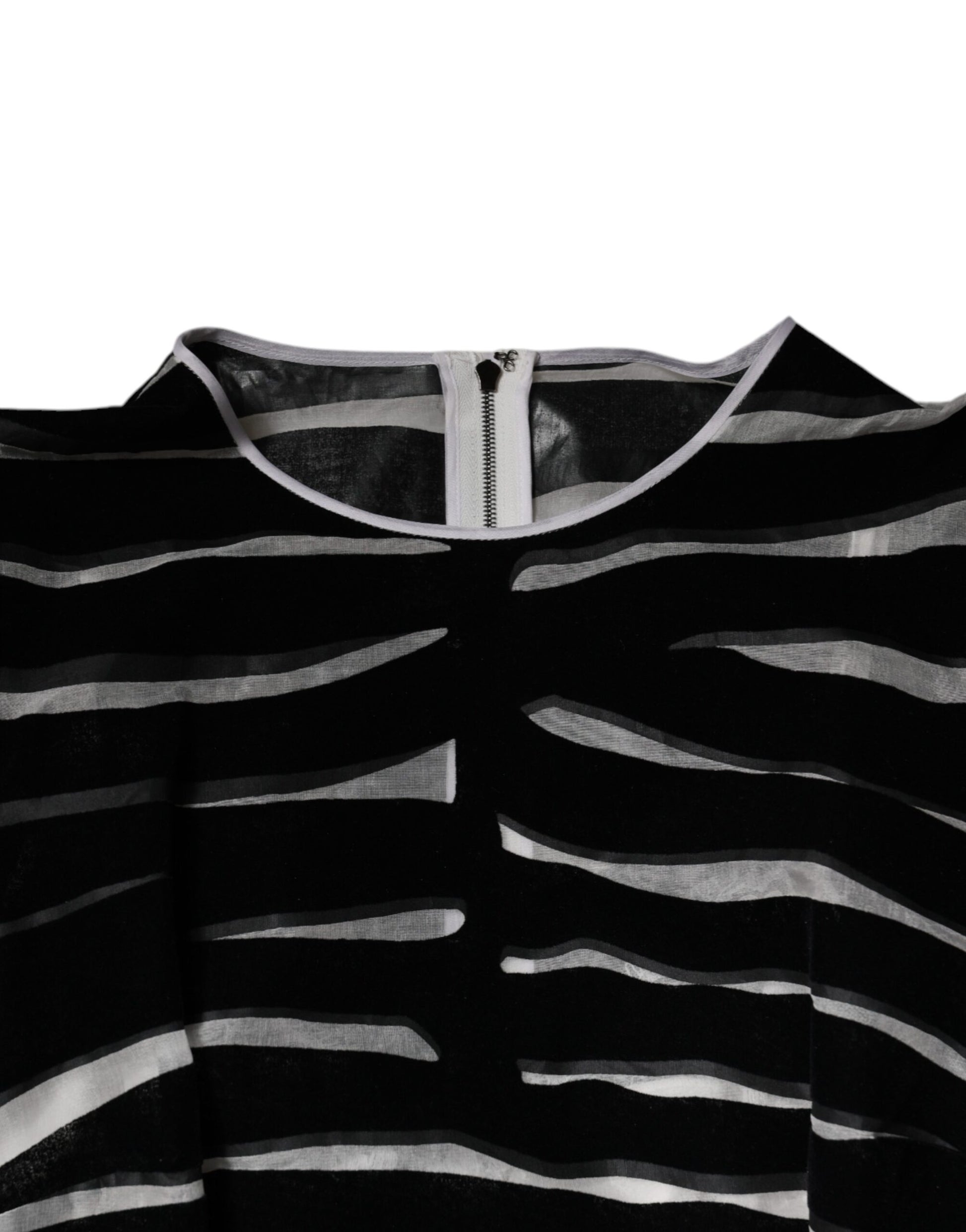 Black White Zebra A-line Sheath Mini Dress-Dolce & Gabbana-LabelTerrace.com