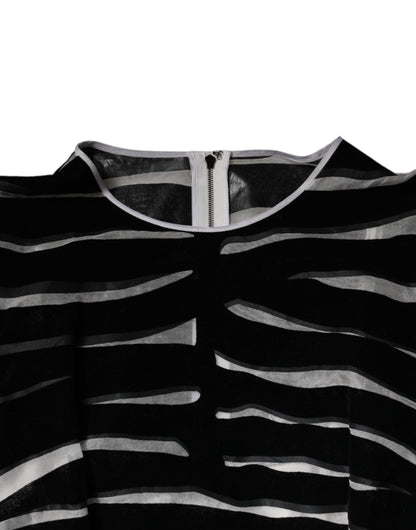 Black White Zebra A-line Sheath Mini Dress-Dolce & Gabbana-LabelTerrace.com