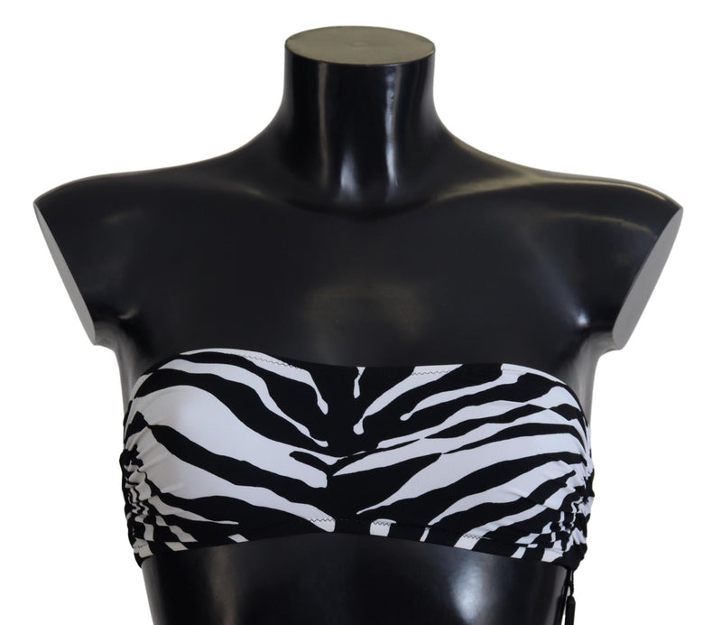 Black White Zebra Bandeau Swimwear Bikini Top-Dolce & Gabbana-LabelTerrace.com