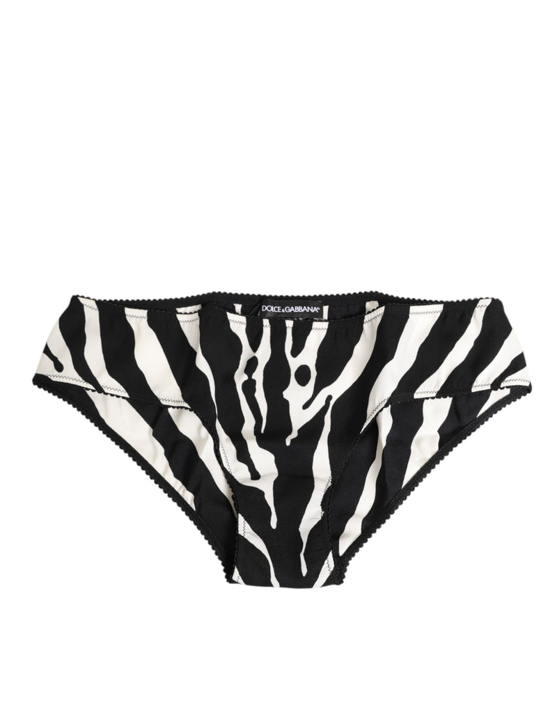 Black White Zebra Print Slip Briefs Underwear-Dolce & Gabbana-LabelTerrace.com