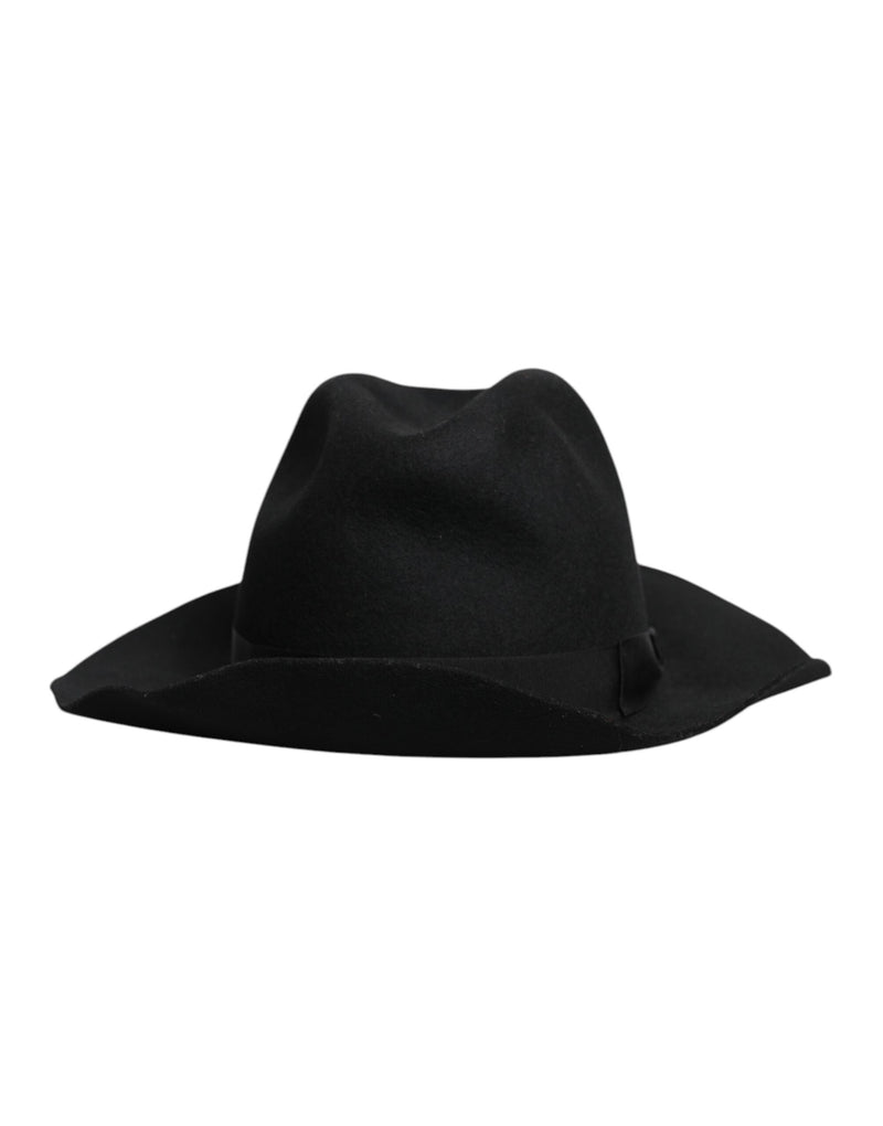 Black Wide Brim Trilby Fedora Hat-Dolce & Gabbana-LabelTerrace.com