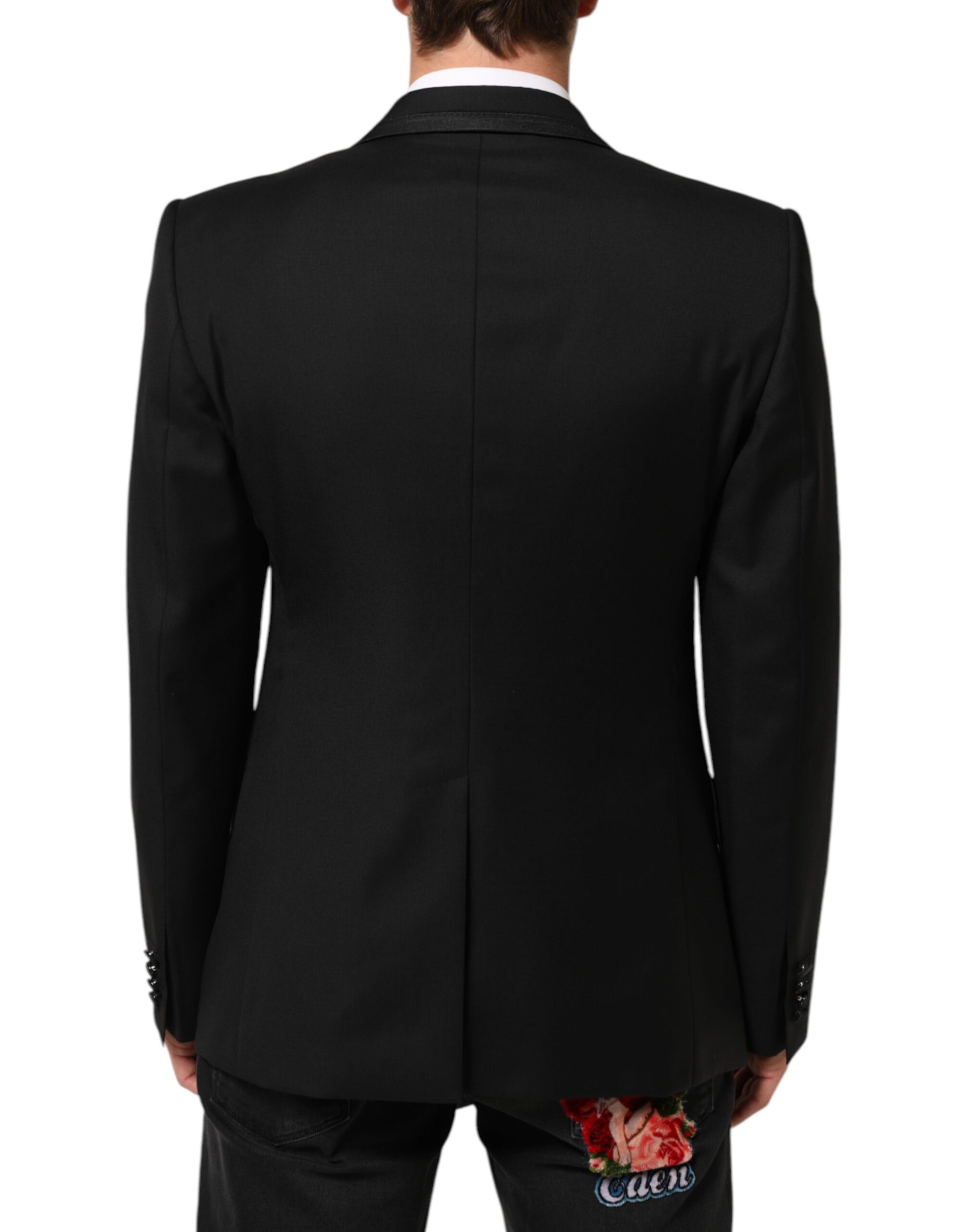 Black Wool 1 Button Suit Jacket Men Blazer-Dolce & Gabbana-LabelTerrace.com