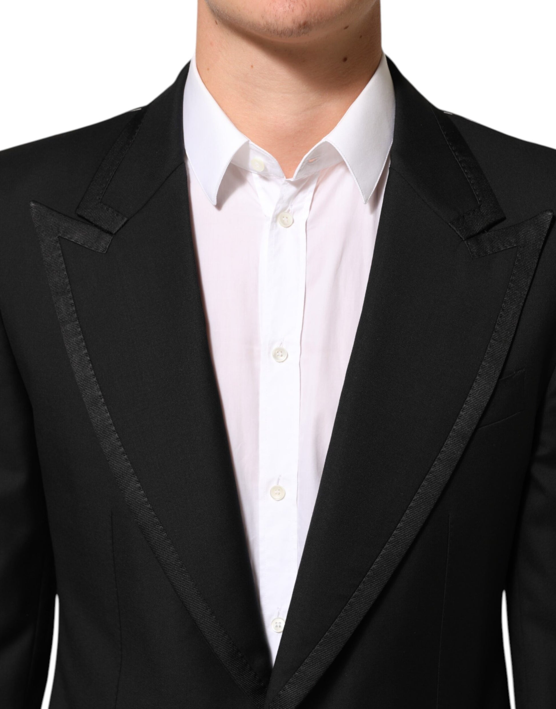 Black Wool 1 Button Suit Jacket Men Blazer-Dolce & Gabbana-LabelTerrace.com