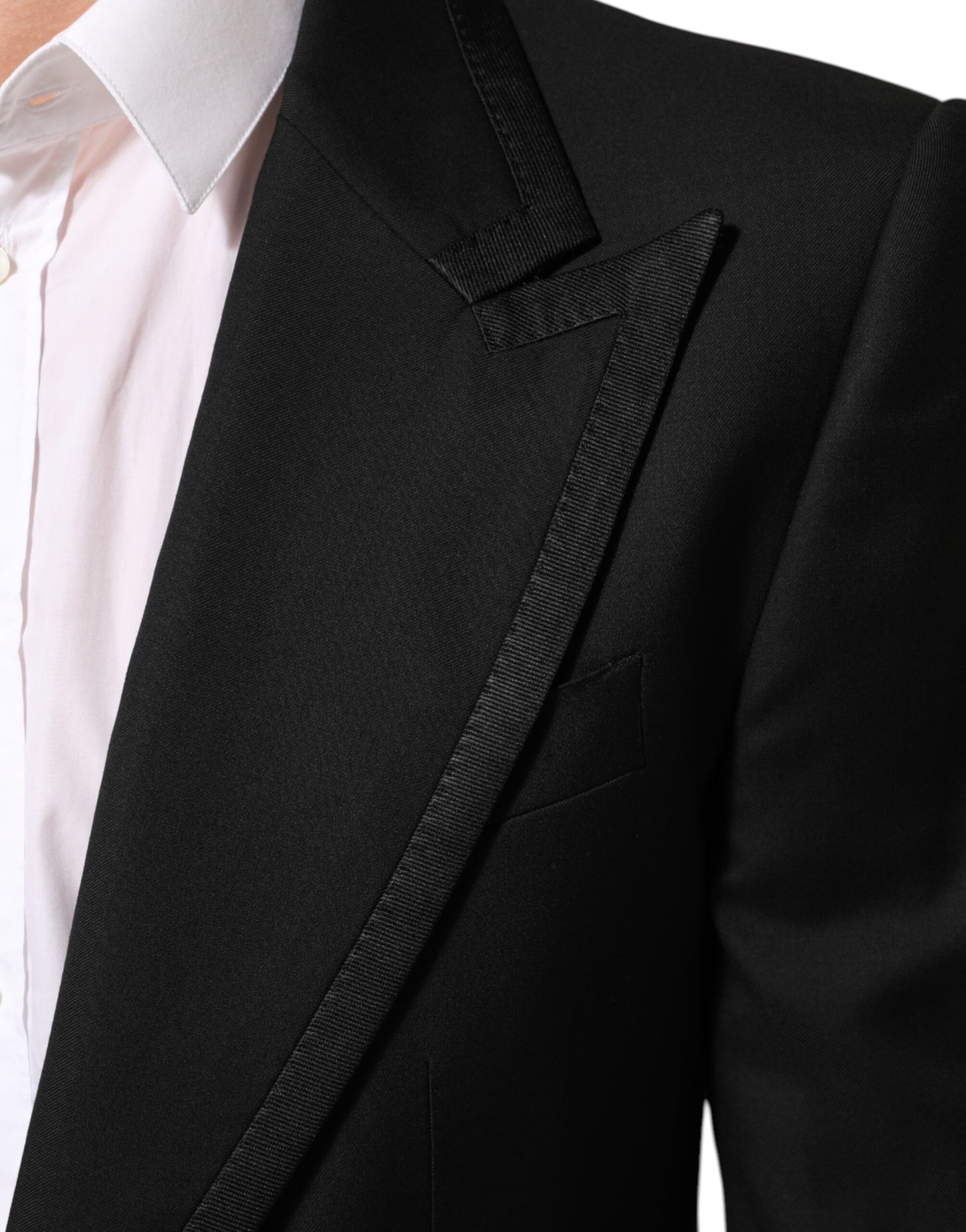 Black Wool 1 Button Suit Jacket Men Blazer-Dolce & Gabbana-LabelTerrace.com