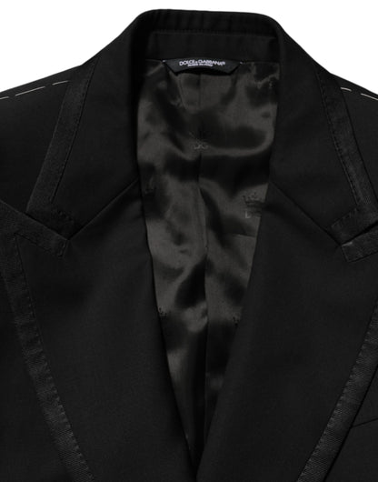 Black Wool 1 Button Suit Jacket Men Blazer-Dolce & Gabbana-LabelTerrace.com
