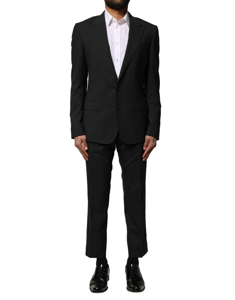 Black Wool 2 Piece Single Breasted Suit-Dolce & Gabbana-LabelTerrace.com