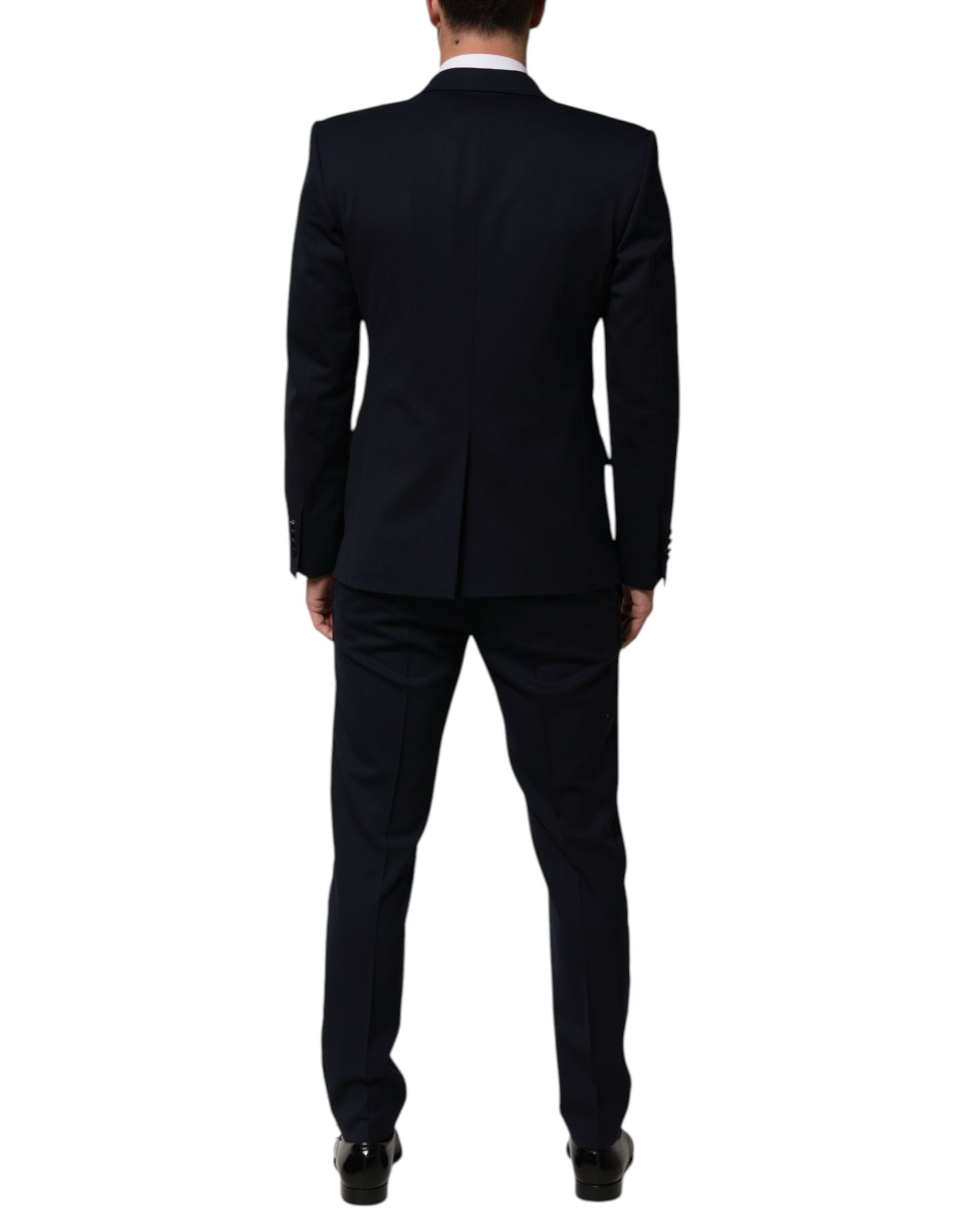 Black Wool 3 Piece Slim Fit Formal Men Suit-Dolce & Gabbana-LabelTerrace.com