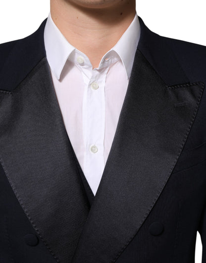 Black Wool 3 Piece Slim Fit Formal Men Suit-Dolce & Gabbana-LabelTerrace.com