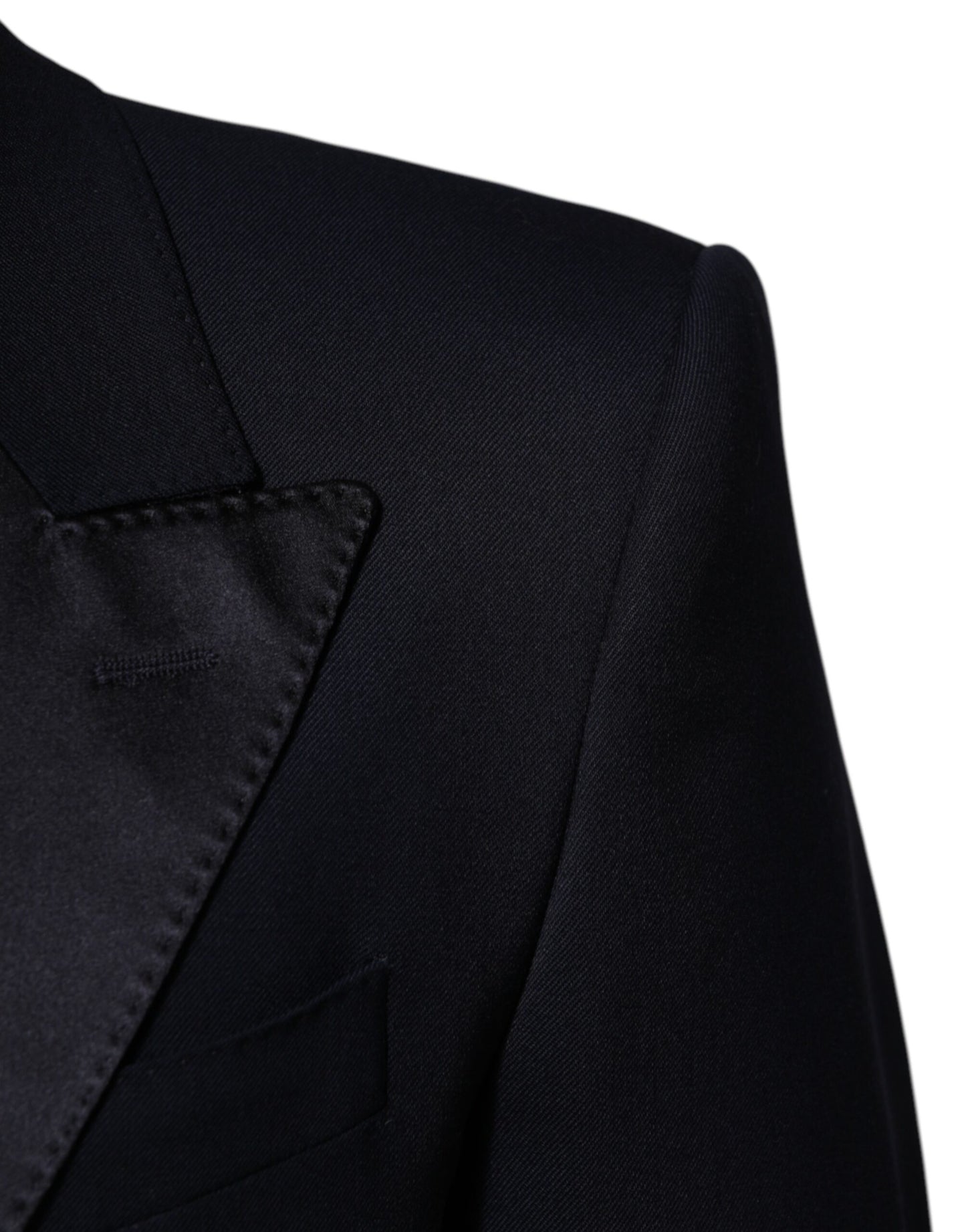 Black Wool 3 Piece Slim Fit Formal Men Suit-Dolce & Gabbana-LabelTerrace.com