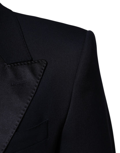 Black Wool 3 Piece Slim Fit Formal Men Suit-Dolce & Gabbana-LabelTerrace.com