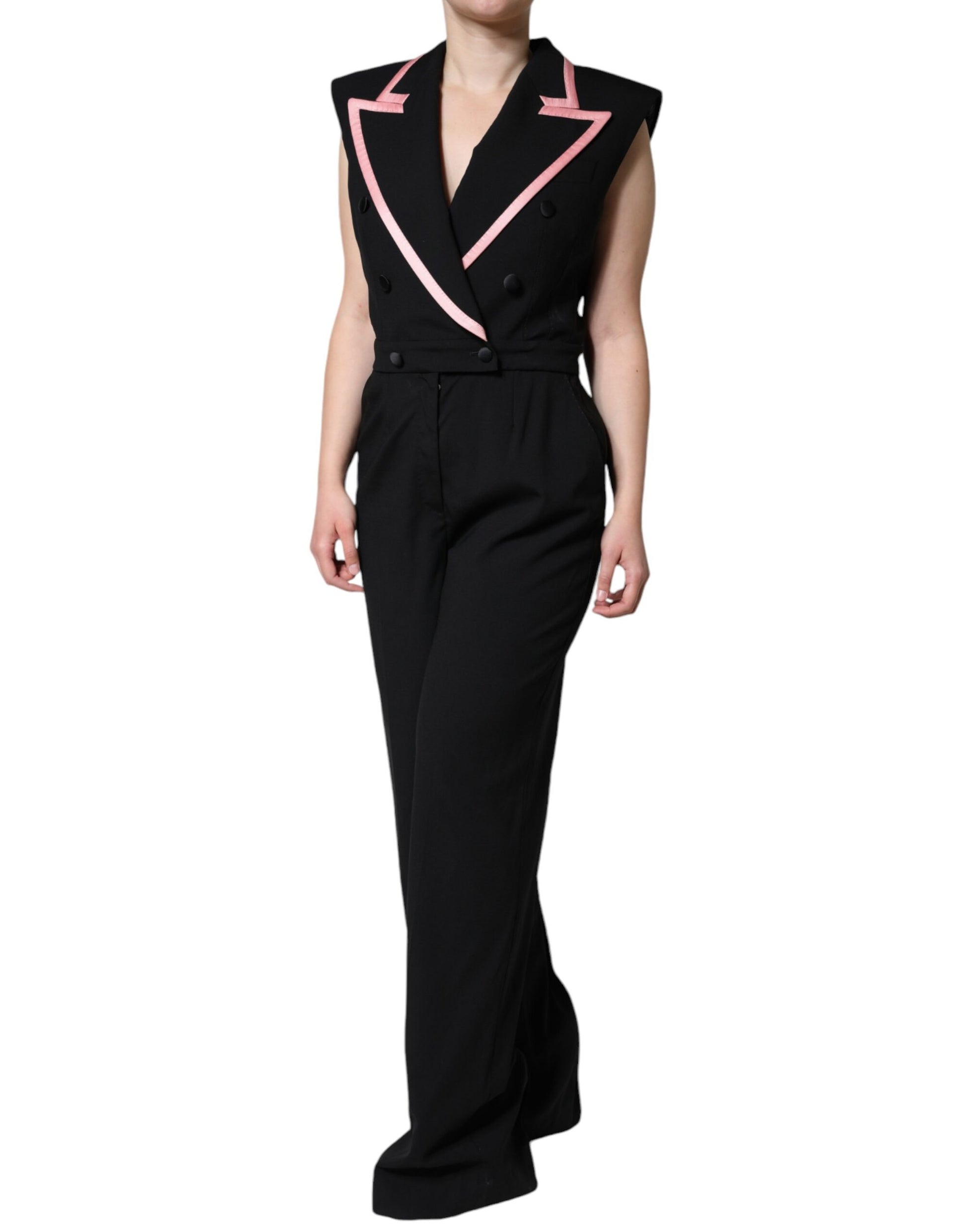Black Wool Blend Sleeveless Jumpsuit Dress-Dolce & Gabbana-LabelTerrace.com