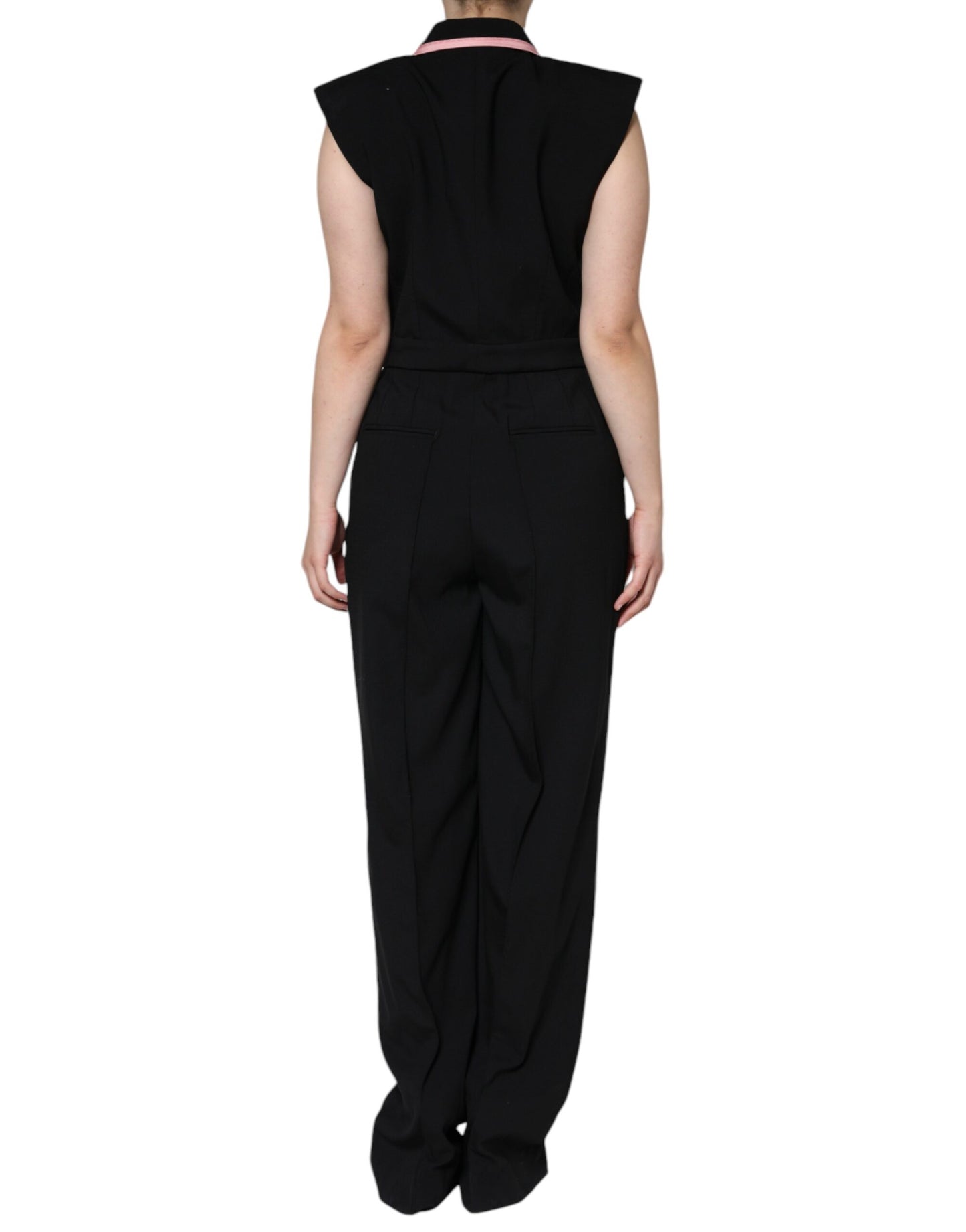 Black Wool Blend Sleeveless Jumpsuit Dress-Dolce & Gabbana-LabelTerrace.com