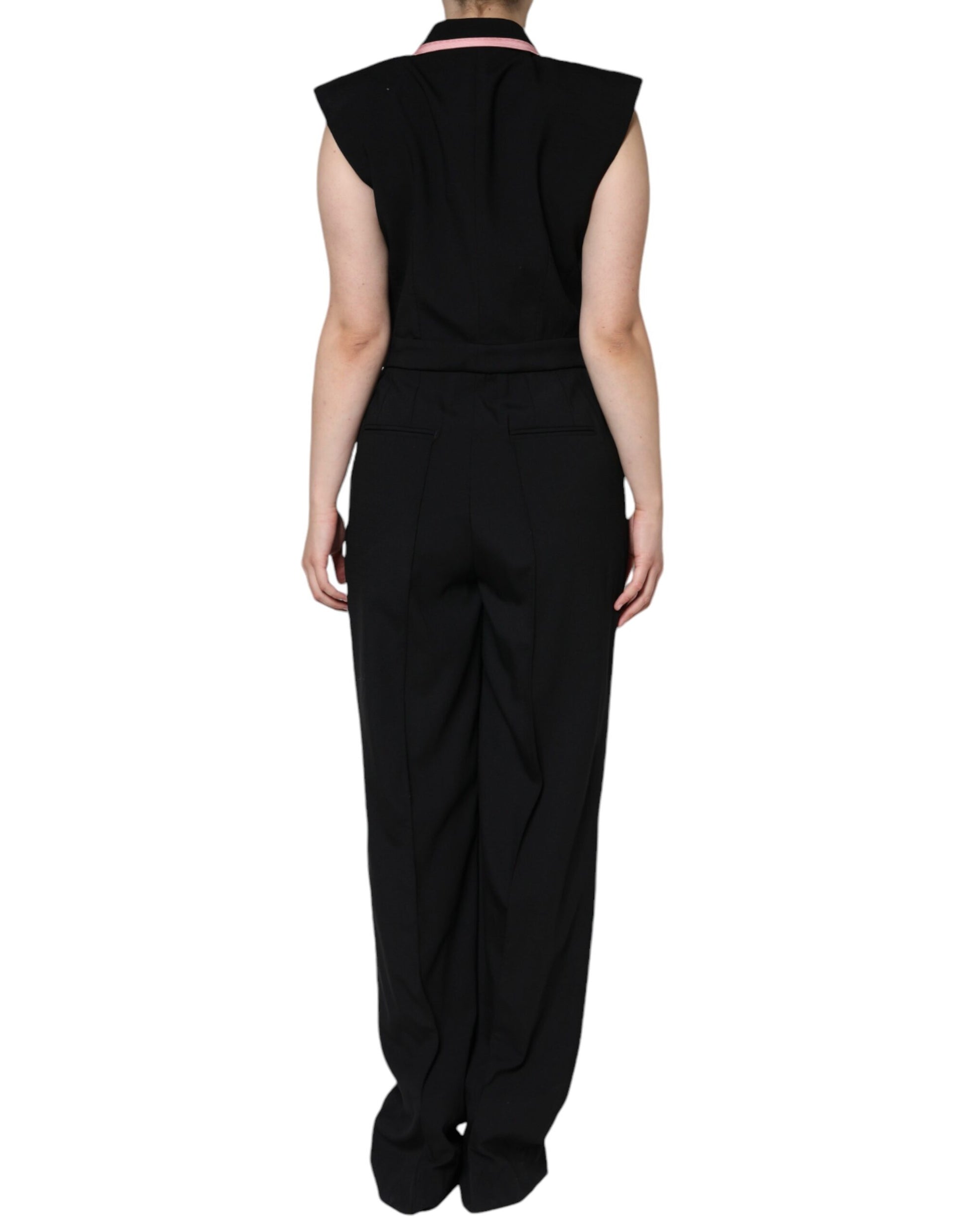 Black Wool Blend Sleeveless Jumpsuit Dress-Dolce & Gabbana-LabelTerrace.com