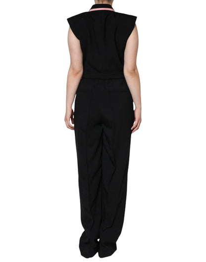 Black Wool Blend Sleeveless Jumpsuit Dress-Dolce & Gabbana-LabelTerrace.com