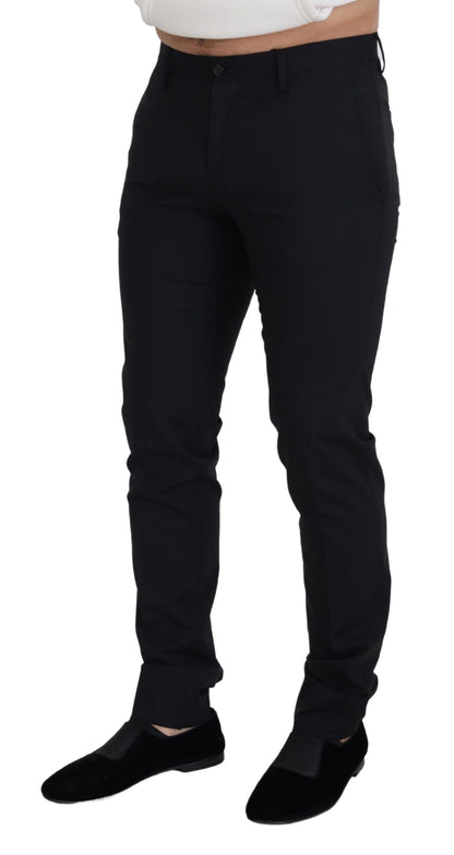 Black Wool Chino Formal Pants-Dolce & Gabbana-LabelTerrace.com