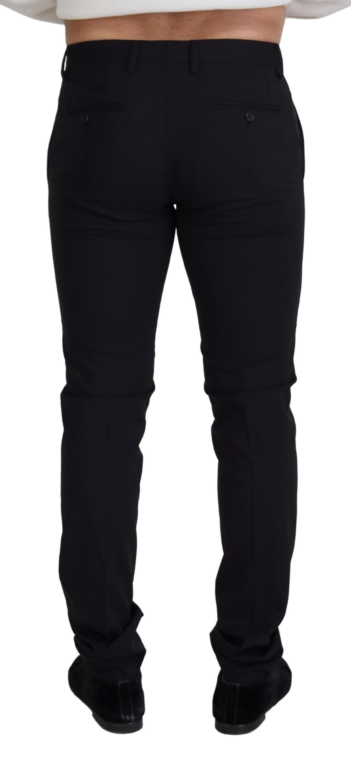 Black Wool Chino Formal Pants-Dolce & Gabbana-LabelTerrace.com