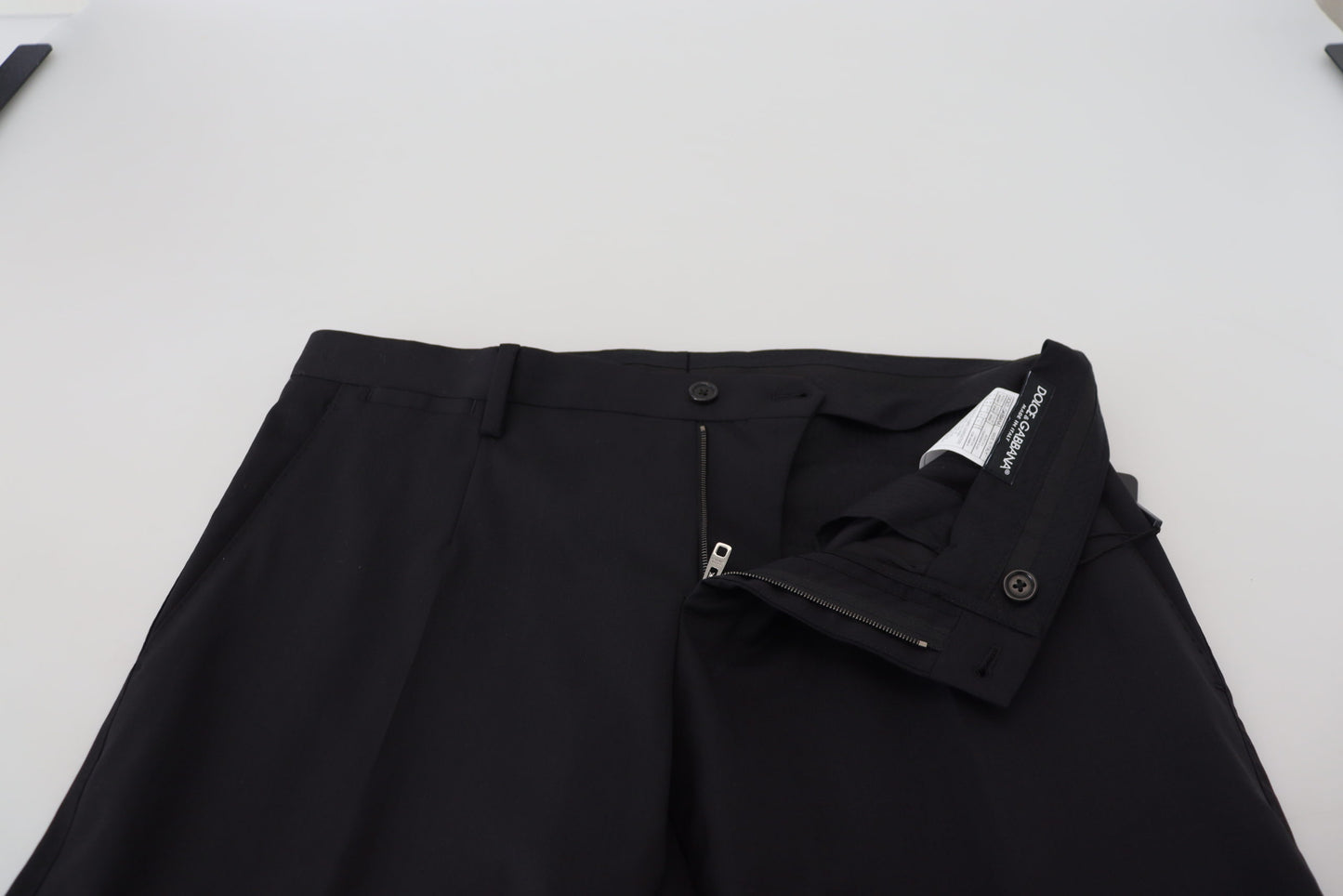 Black Wool Chino Formal Pants-Dolce & Gabbana-LabelTerrace.com