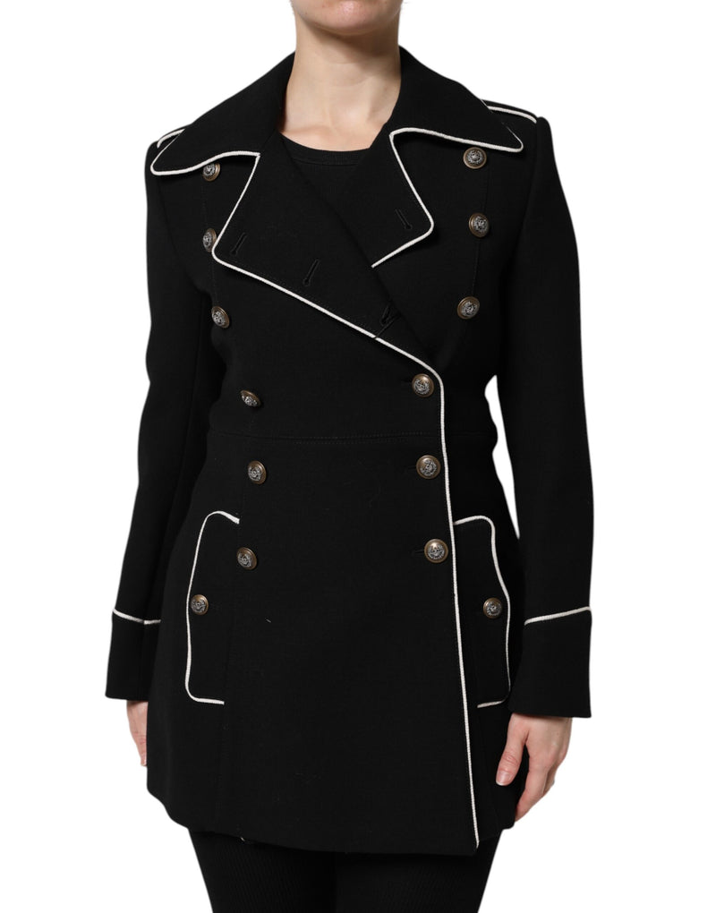 Black Wool Double Breasted Blazer Jacket-Dolce & Gabbana-LabelTerrace.com