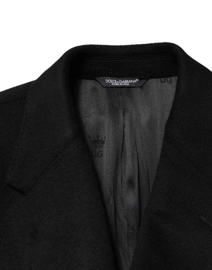 Black Wool Double Breasted TrenchCoat Jacket