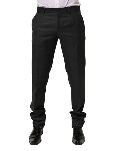 Black Wool Formal Dress Men Trouser Pants-Dolce & Gabbana-LabelTerrace.com