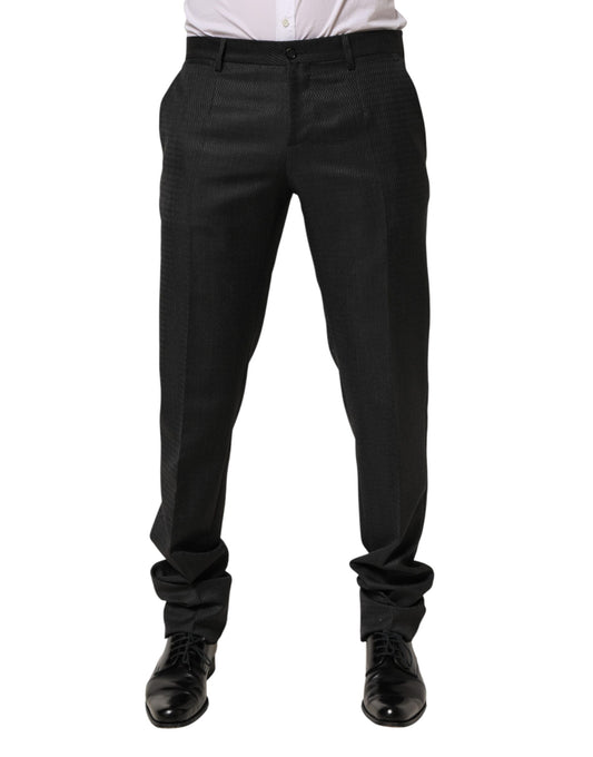 Black Wool Formal Dress Men Trouser Pants-Dolce & Gabbana-LabelTerrace.com